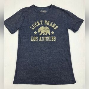 Lucky Brand Boy's Navy Tee Yellow Los Angeles Bear Graphic Size M (10-12) D-3382